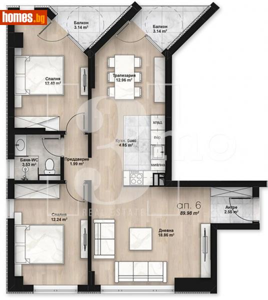 Тристаен, 102m² - Жк. Люлин 2, София - Апартамент за продажба - 3mo офис Амалтея - 115544019