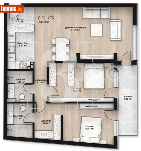 Тристаен, 122m² - Жк. Люлин 2, София - Апартамент за продажба - 3mo офис Амалтея - 115544043