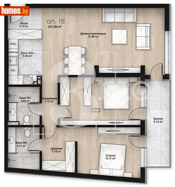 Тристаен, 122m² - Жк. Люлин 2, София - Апартамент за продажба - 3mo офис Амалтея - 115574029