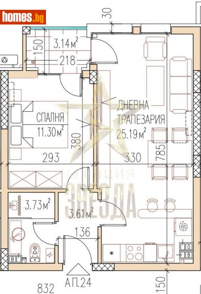 Двустаен, 63m² - Кв. Остромила, Пловдив - Апартамент за продажба - АГЕНЦИЯ ЗВЕЗДА - 115574438