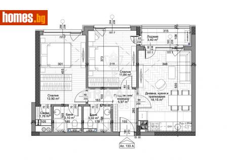 Тристаен, 83m² - Апартамент за продажба - 115654018