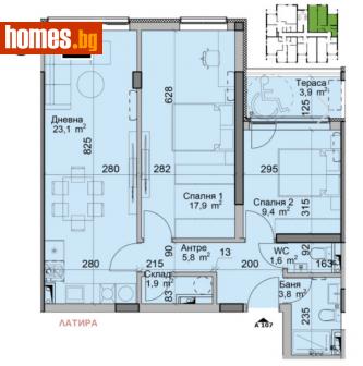 Тристаен, 95m² - Апартамент за продажба - 115655604
