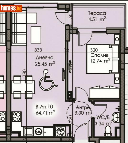 Двустаен, 65m² - Жк. Изгрев, Бургас - Апартамент за продажба - М Груп Недвижими имоти - 115656041