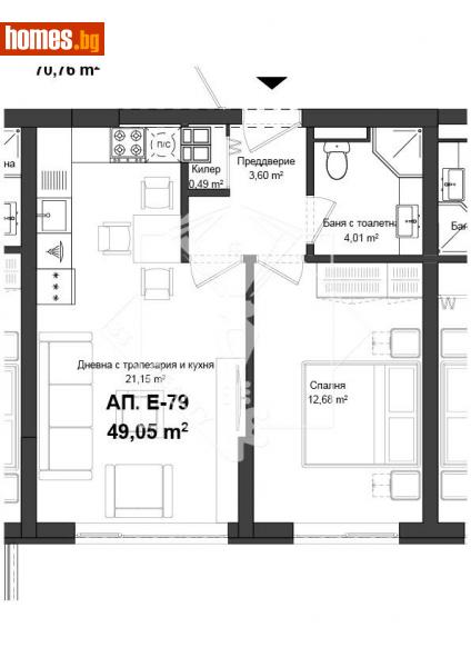 Двустаен, 55m² - Жк. Гагарин, Пловдив - Апартамент за продажба - 33 Realty - 115725031
