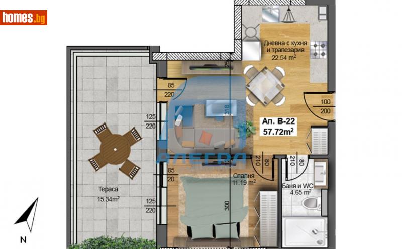 Двустаен, 58m² - Жк. Христо Смирненски, Пловдив - Апартамент за продажба - Alegra ImmoBG - 115823592
