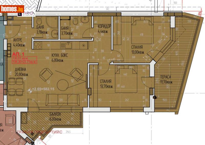 Тристаен, 130m² - Кв. Горубляне, София - Апартамент за продажба - Тракия Пропъртийс - 115889450