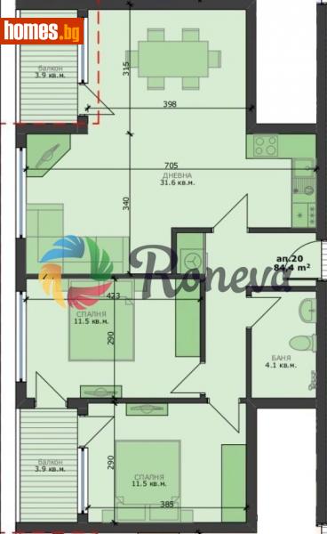 Тристаен, 99m² -  Погребите, Варна - Апартамент за продажба - РОНЕВА ООД - 115974383