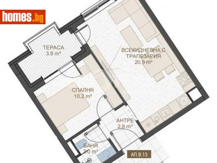 Двустаен, 58m² - Апартамент за продажба - 116035810