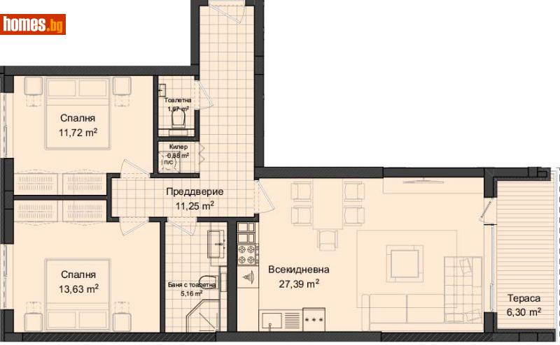 Тристаен, 117m² - Жк. Гагарин, Пловдив - Апартамент за продажба - Deluxe Homes - 116037733