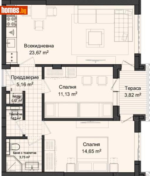Тристаен, 91m² - Жк. Гагарин, Пловдив - Апартамент за продажба - Deluxe Homes - 116037735