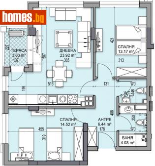 Тристаен, 99m² - Апартамент за продажба - 116056988