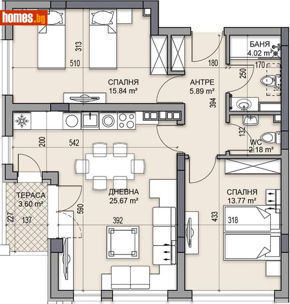 Тристаен, 104m² - Жк. Гагарин, Пловдив - Апартамент за продажба - Deluxe Homes - 116056990