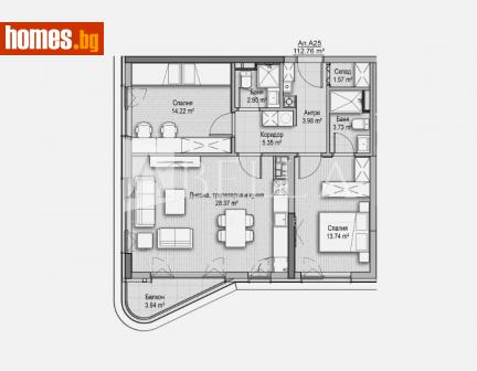 Тристаен, 112m² - Апартамент за продажба - 116062653