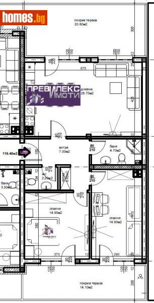 Тристаен, 135m² - Кв. Беломорски, Пловдив - Апартамент за продажба - Превилекс имоти ЕООД - 116184896