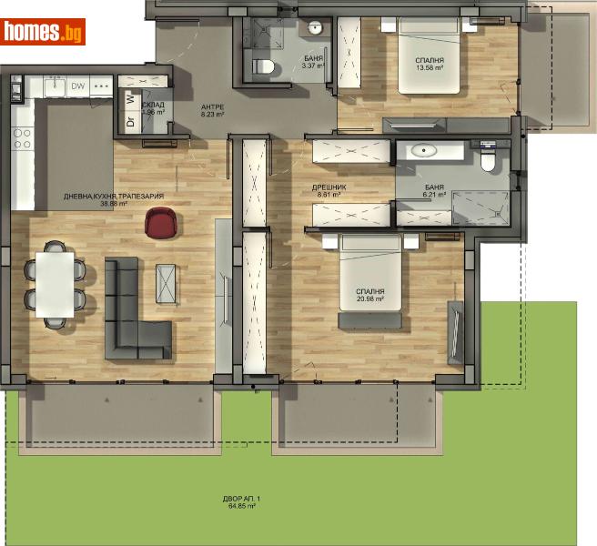 Тристаен, 141m² -  Драгалевци, София - Апартамент за продажба - Титан Пропъртис - 116193722