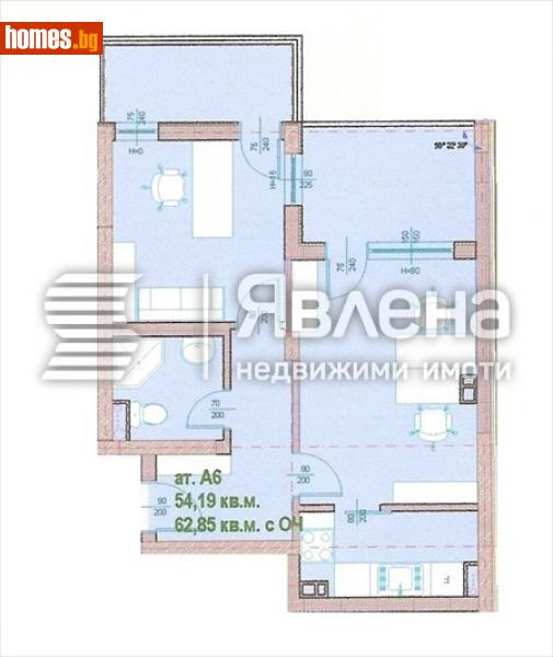 Двустаен, 63m² -  Център, София - Апартамент за продажба - ЯВЛЕНА - 116220253