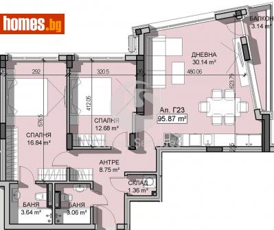 Тристаен, 110m² - Апартамент за продажба - 116247719