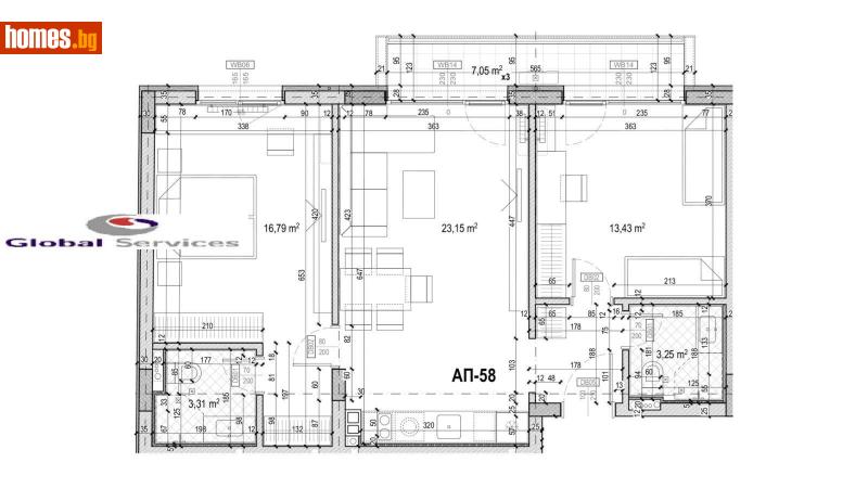 Тристаен, 81m² - Жк. Връбница 1, София - Апартамент за продажба - Глобъл Сървисиз ООД - 116271663