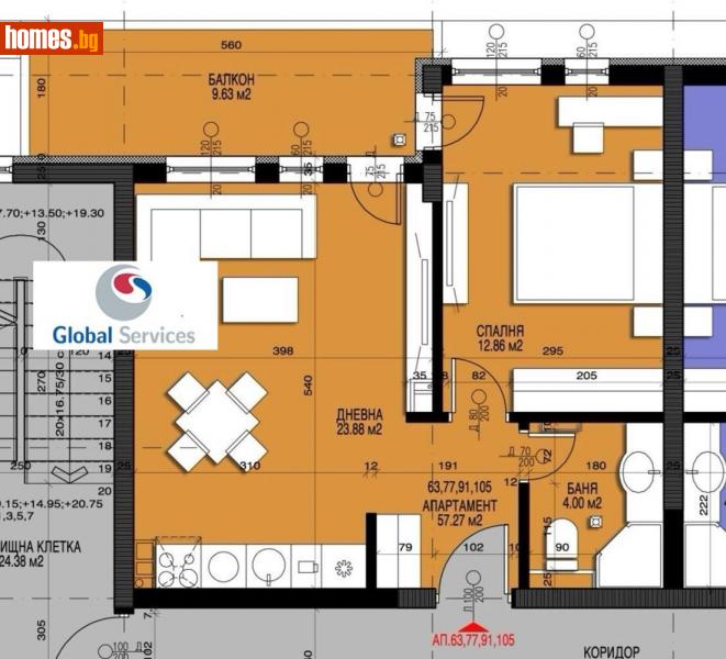 Двустаен, 68m² - Кв. Малинова Долина, София - Апартамент за продажба - Глобъл Сървисиз ООД - 116272073