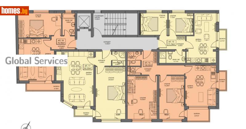 Двустаен, 82m² - Жк. Левски В, София - Апартамент за продажба - Глобъл Сървисиз ООД - 116286587