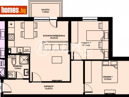 Тристаен, 84m² - Апартамент за продажба - 116290611