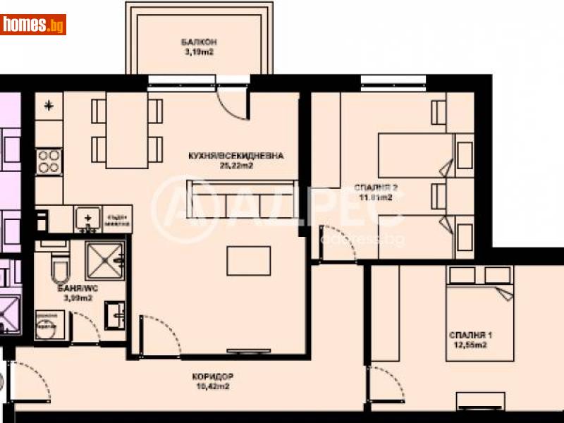 Тристаен, 84m² -  Изгрев, Благоевград - Апартамент за продажба - АДРЕС НЕДВИЖИМИ ИМОТИ - 116290611