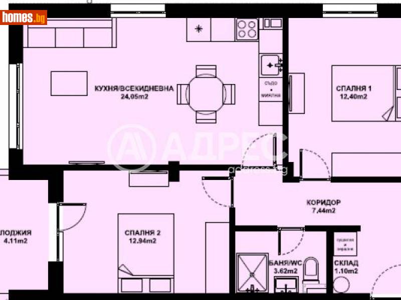 Тристаен, 80m² -  Изгрев, Благоевград - Апартамент за продажба - АДРЕС НЕДВИЖИМИ ИМОТИ - 116306885
