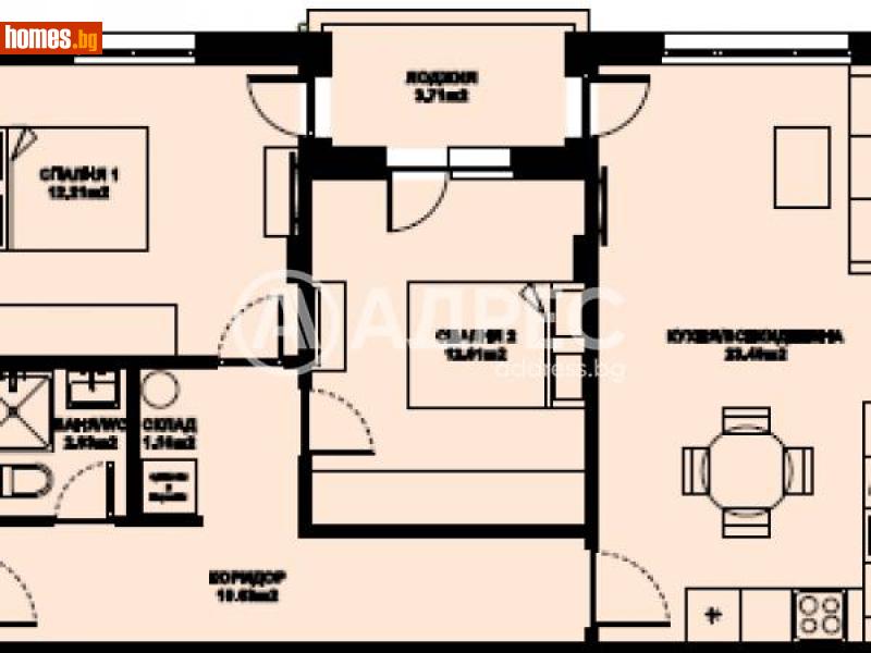 Тристаен, 81m² -  Изгрев, Благоевград - Апартамент за продажба - АДРЕС НЕДВИЖИМИ ИМОТИ - 116306895