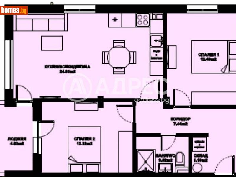 Тристаен, 80m² -  Изгрев, Благоевград - Апартамент за продажба - АДРЕС НЕДВИЖИМИ ИМОТИ - 116306967