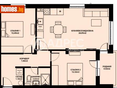 Тристаен, 80m² - Апартамент за продажба - 116307004