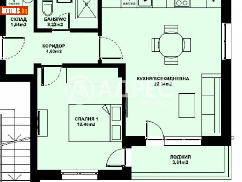 Двустаен, 59m² -  Изгрев, Благоевград - Апартамент за продажба - АДРЕС НЕДВИЖИМИ ИМОТИ - 116307005