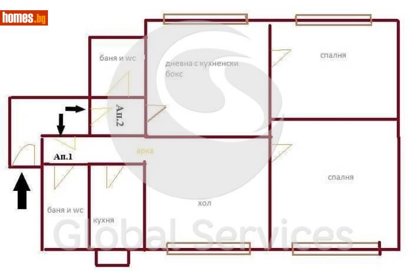 Четиристаен, 105m² -  Център, София - Апартамент за продажба - Глобъл Сървисиз ООД - 116323870