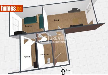 Тристаен, 57m² - Апартамент за продажба - 116336304