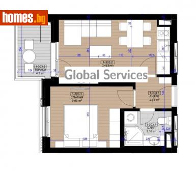 Двустаен, 51m² - Апартамент за продажба - 116343057