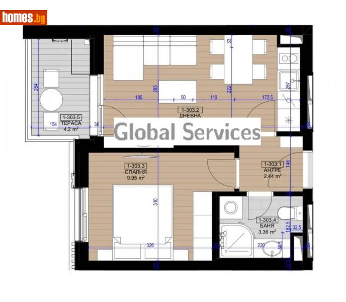 Двустаен, 51m² - Жк. Полигона, София - Апартамент за продажба - Глобъл Сървисиз ООД - 116343057