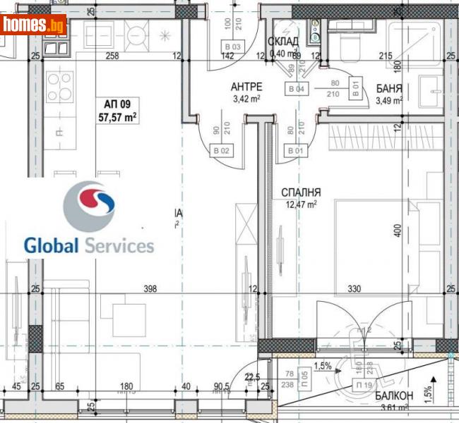 Двустаен, 66m² - Кв. Симеоново, София - Апартамент за продажба - Глобъл Сървисиз ООД - 116343076