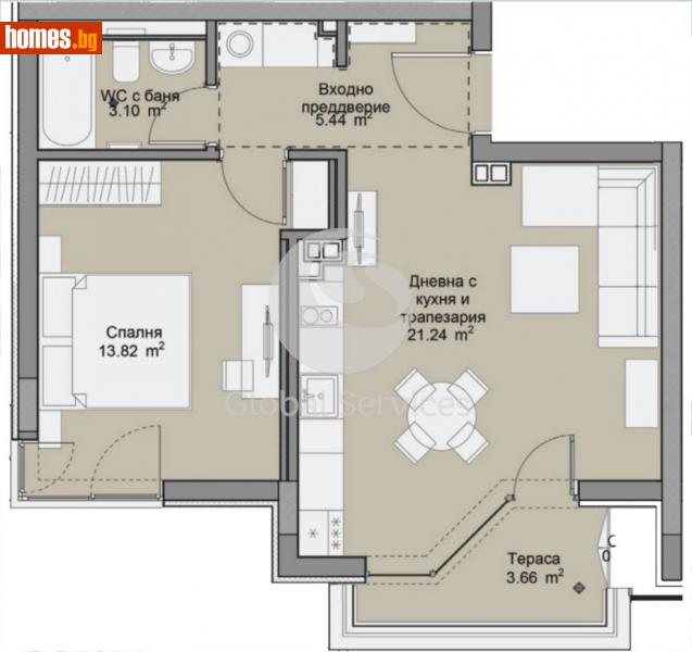 Двустаен, 80m² - Жк. Дружба 2, София - Апартамент за продажба - Глобъл Сървисиз ООД - 116343364