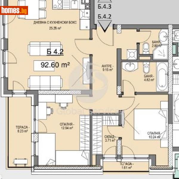 Тристаен, 107m² - Кв. Витоша, София - Апартамент за продажба - Глобъл Сървисиз ООД - 116343379