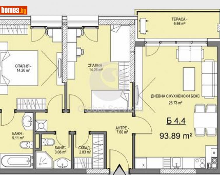 Тристаен, 107m² - Кв. Витоша, София - Апартамент за продажба - Глобъл Сървисиз ООД - 116343409