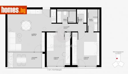 Тристаен, 113m² - Апартамент за продажба - 116343503