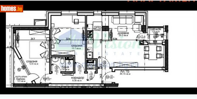 Тристаен, 96m² - Жк. Красна Поляна, София - Апартамент за продажба - Myvision Real Estate - 116398450