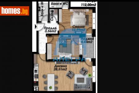 Тристаен, 112m² - Апартамент за продажба - 116412122