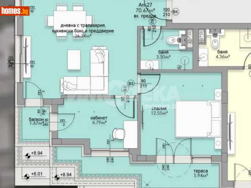 Двустаен, 84m² - Кв. Малинова Долина, София - Апартамент за продажба - ИМОТЕКА АД - 116413403