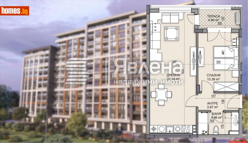 Двустаен, 79m² - Жк. Гагарин, Пловдив - Апартамент за продажба - ЯВЛЕНА - 116413815