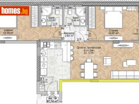 Тристаен, 113m² - Апартамент за продажба - 116444037