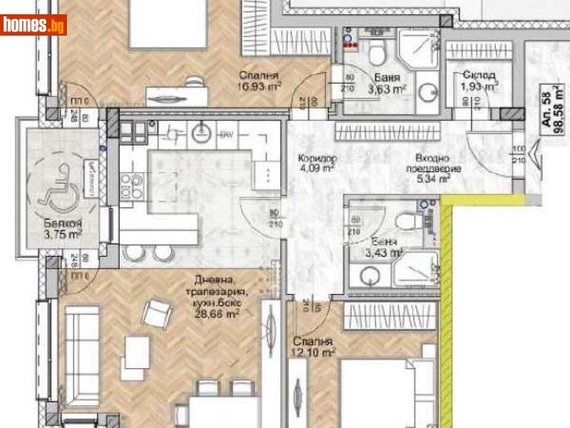 Тристаен, 115m² - Жк. Люлин 8, София - Апартамент за продажба - ИМОТЕКА АД - 116444057