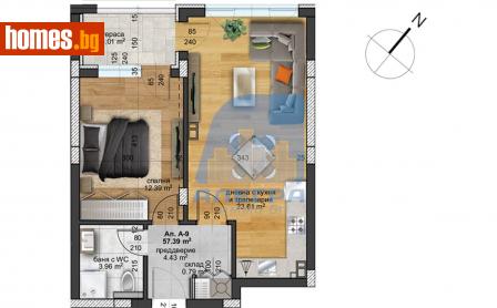 Двустаен, 64m² - Апартамент за продажба - 116484857