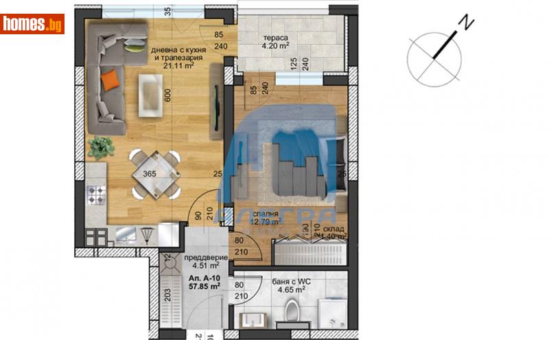 Двустаен, 65m² - Жк. Христо Смирненски, Пловдив - Апартамент за продажба - Alegra ImmoBG - 116484860