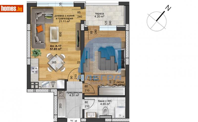 Двустаен, 65m² - Жк. Христо Смирненски, Пловдив - Апартамент за продажба - Alegra ImmoBG - 116484869