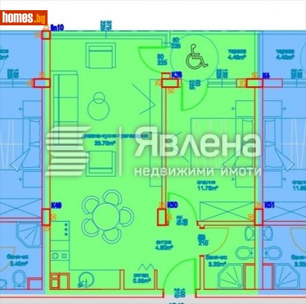 Двустаен, 60m² - Жк. Славейков, Бургас - Апартамент за продажба - ЯВЛЕНА - 116485611